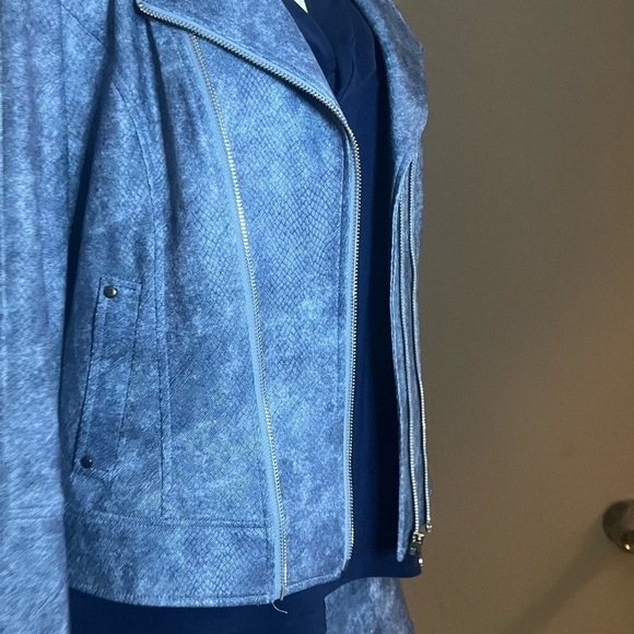 Liquid leather jacket and pant set blue snakeskin by Clara sun woo nwt - Picture 6 of 16